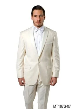Bryan Michaels Men's 2pc Slim Fit Tuxedo - Satin Lapel With Trim -Stylish Men's Formal Wear mt187s 07 45924