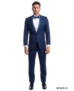 Bryan Michaels Men's 2pc Slim Fit Tuxedo - Satin Lapel With Trim -Stylish Men's Formal Wear mt187s 10 82447
