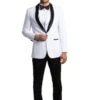 Azzuro Men's 2 Piece Tuxedo - Satin Lapels -Stylish Men's Formal Wear mt283s 08 white black