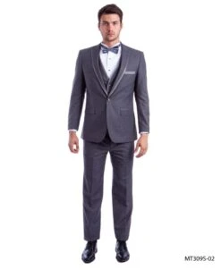 Bryan Michaels Men's 3pc Slim Fit Tuxedo - Satin Trim -Stylish Men's Formal Wear mt309s 02 12052