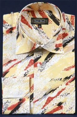 Daniel Ellissa Men's Fashion Dress Shirt - Painted Swirl Design -Stylish Men's Formal Wear mustard 1 2 1