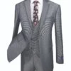 Vinci Men's 3 Piece Modern Fit Suit - Tone On Tone Accents