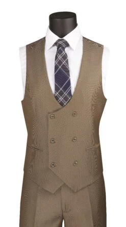 Vinci Men's 3 Piece Modern Fit Suit - Tone On Tone Accents -Stylish Men's Formal Wear mv2b 1 vest dark tan
