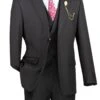 Vinci Men's 3 Piece Modern Fit Suit - Bold Solid Colors 2 Vinci Men's 3 Piece Modern Fit Suit - Bold Solid Colors -Stylish Men's Formal Wear mv2tr black