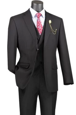 Vinci Men's 3 Piece Modern Fit Suit - Bold Solid Colors