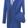 Vinci Men's 3 Piece Modern Fit Suit - Stylish Vest -Stylish Men's Formal Wear mv2w 1 blue