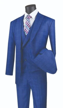 Vinci Men's 3 Piece Modern Fit Suit - Stylish Vest