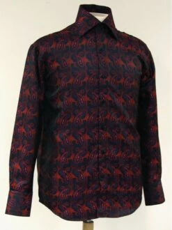 Daniel Ellissa Men's Fashion Dress Shirt - Teardrop Swirl Pattern -Stylish Men's Formal Wear navy red 1