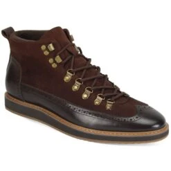Giovanni Men's Leather Dress Boot - Winged Tip -Stylish Men's Formal Wear nelson chocolate brown