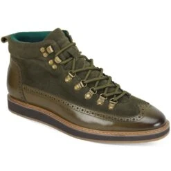 Giovanni Men's Leather Dress Boot - Winged Tip -Stylish Men's Formal Wear nelson olive