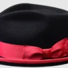 Bruno Capelo Men's Australian Wool Fedora Hat - Soft Wool -Stylish Men's Formal Wear nighthawk black red