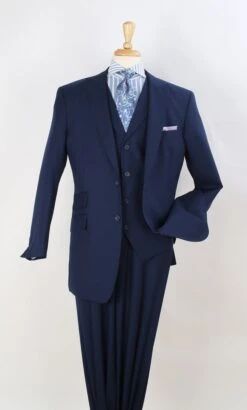 Apollo King Men's 3pc 100% Wool Fashion Suit - Stylish Peak Lapel