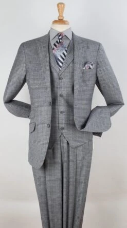 Apollo King Men's Outlet 3pc 100% Wool Suit - Fashion Peak Lapel -Stylish Men's Formal Wear nsh6 1 2