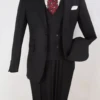 Apollo King Men's 3pc 100% Wool Fashion Suit - Flat Front Pants 1 Apollo King Men's 3pc 100% Wool Fashion Suit - Flat Front Pants -Stylish Men's Formal Wear nu2 black