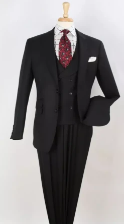 Apollo King Men's 3pc 100% Wool Fashion Suit - Flat Front Pants
