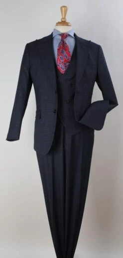 Apollo King Men's 3pc 100% Wool Fashion Suit - Flat Front Pants -Stylish Men's Formal Wear nu4