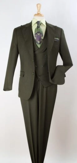 Apollo King Men's 3pc 100% Wool Fashion Suit - Flat Front Pants -Stylish Men's Formal Wear nu5