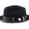 Steven Land Men's 100% Wool Fedora Hat - Feather Bow -Stylish Men's Formal Wear octblack
