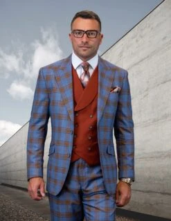 Statement Men's 100% Wool 3 Piece Suit - Eagle Eye Buttons