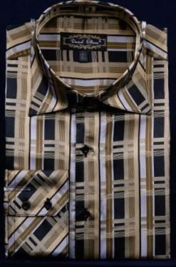 Daniel Ellissa Men's Fashion Dress Shirt - Layered Windowpane