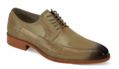 Giovanni Men's Leather Dress Shoe - Side Perforations -Stylish Men's Formal Wear oliver natural 14 03 1