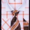 Daniel Ellissa Men's French Cuff Dress Shirt Set - Spread Collar -Stylish Men's Formal Wear orange 1