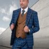 Statement Men's 100% Wool 3 Piece Suit - Vibrant Two Tone -Stylish Men's Formal Wear osborne sapphire
