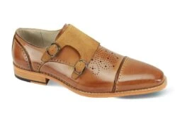 Giovanni Men's Outlet Leather Dress Shoe - Snake Buckle -Stylish Men's Formal Wear oscar tan 01 2 9
