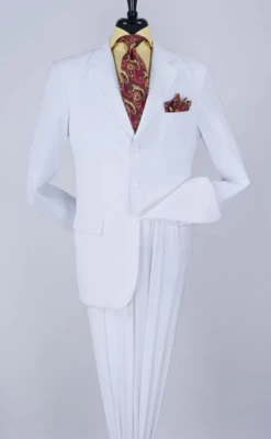 Royal Diamond Men's 2 Piece Poplin Discount Suit - Solid Colors -Stylish Men's Formal Wear p103white