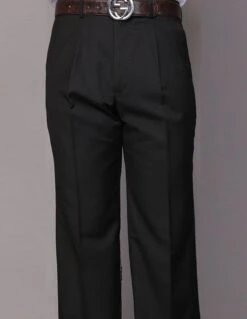 Statement Men's Outlet Dress Pants - Solid Pleated Slacks -Stylish Men's Formal Wear pa 200a black 8