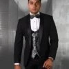 Statement Men's 3 Piece Wool Tuxedo - Fashion Vest 2 Statement Men's 3 Piece Wool Tuxedo - Fashion Vest -Stylish Men's Formal Wear palmero black