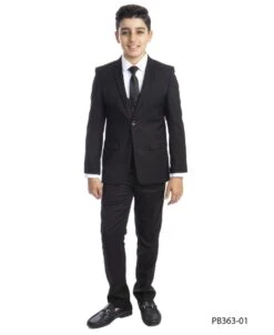 Perry Ellis Boy's 5 Piece Suit With Shirt & Tie - U Shaped Vest