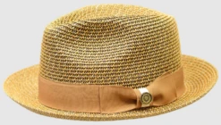 Bruno Capelo Men's Fedora Style Straw Hat - Tone On Tone 8 Bruno Capelo Men's Fedora Style Straw Hat - Tone On Tone -Stylish Men's Formal Wear piedmont ivory cognac