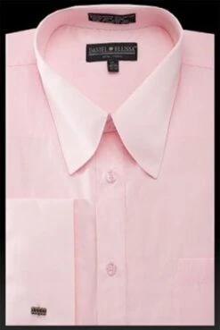 Daniel Ellissa Men's French Cuff Dress Shirt - Pat Riley Collar -Stylish Men's Formal Wear pink