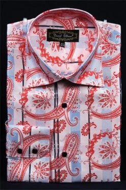 Daniel Ellissa Men's Fashion Dress Shirt - Abstract Flower Pattern -Stylish Men's Formal Wear pink 1 1