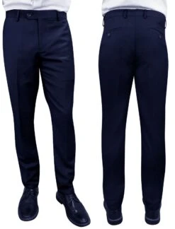 Statement Men's Modern Fit Pants - Flat Front Slacks -Stylish Men's Formal Wear pl 100 navy