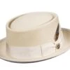 Statement Men's Wool Hat - Pork Pie -Stylish Men's Formal Wear porkie offwhite