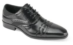Giovanni Men's Leather High Fashion Dress Shoe - Fabric Accents