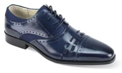 Giovanni Men's Leather High Fashion Dress Shoe - Fabric Accents 7 Giovanni Men's Leather High Fashion Dress Shoe - Fabric Accents -Stylish Men's Formal Wear preston navy 01