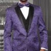 Statement Men's 3 Piece Modern Fit Suit - Studded Swirl Design 2 Statement Men's 3 Piece Modern Fit Suit - Studded Swirl Design -Stylish Men's Formal Wear purple 20