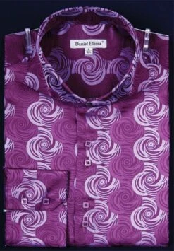 Daniel Ellissa Men's Fashion Dress Shirt - Swirled Print -Stylish Men's Formal Wear purple 6