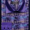 Daniel Ellissa Men's Fashion Dress Shirt - Geometric With Swirl -Stylish Men's Formal Wear purple 9