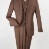 Apollo King Men's 3 Piece Executive Suit - Pleated Pants -Stylish Men's Formal Wear r230 coco brown 2