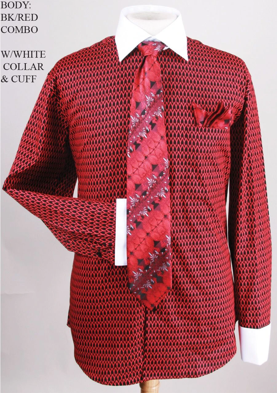 Avanti Uomo Men's French Cuff Dress Shirt Set - Two Tone Print 12 Avanti Uomo Men's French Cuff Dress Shirt Set - Two Tone Print - Image 10