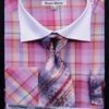 Daniel Ellissa Men's French Cuff Dress Shirt Set - Windowpane Plaid