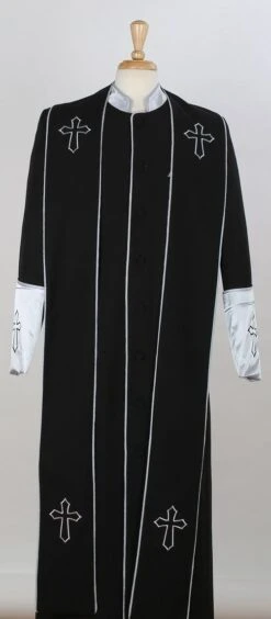 Tony Blake Men's Church Robe With Stole - Pastor Church Robe -Stylish Men's Formal Wear robe2 black sliver