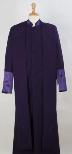 Tony Blake Men's Church Robe With Stole - Pastor Church Robe -Stylish Men's Formal Wear robe2 purple