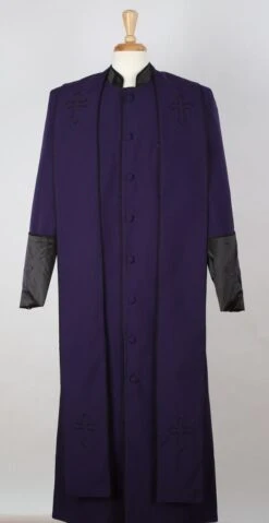 Tony Blake Men's Church Robe With Stole - Pastor Church Robe -Stylish Men's Formal Wear robe2 purple black