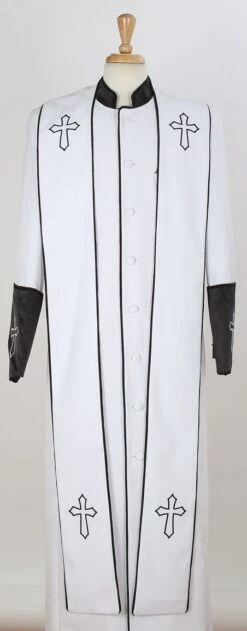 Tony Blake Men's Church Robe With Stole - Pastor Church Robe -Stylish Men's Formal Wear robe2 white black
