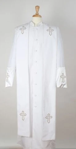 Tony Blake Men's Church Robe With Stole - Pastor Church Robe -Stylish Men's Formal Wear robe2 white gold